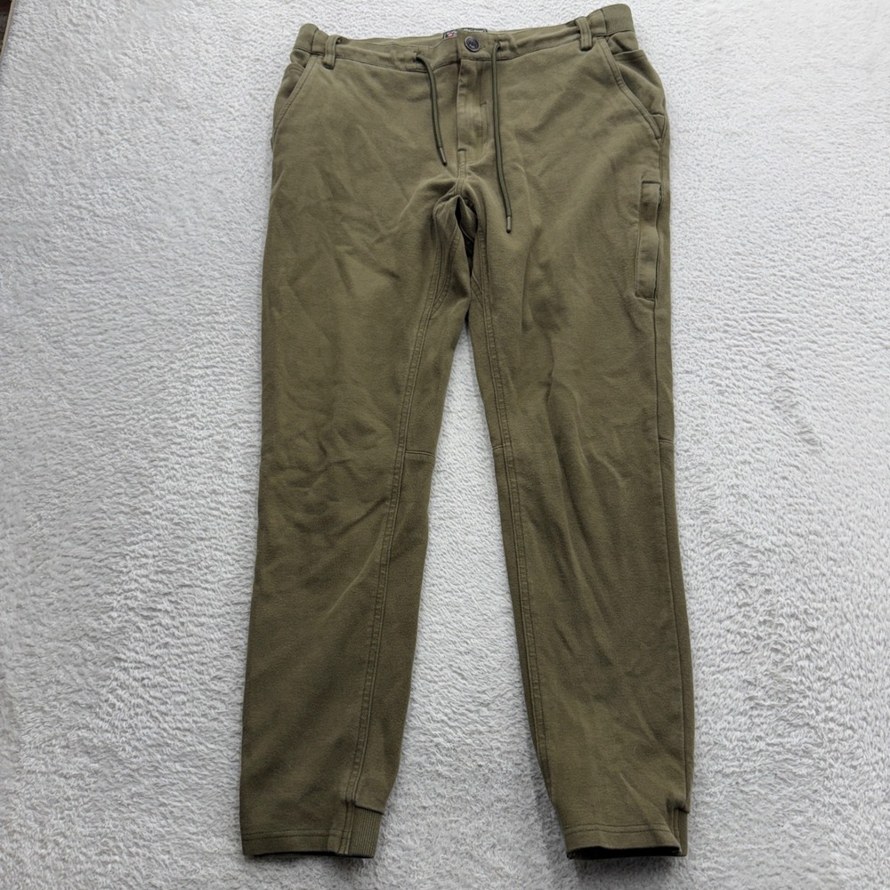 686 Mens Everywhere Performance Double Knit Pants Olive Green Slim Jogger M